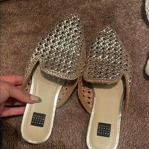 White House Black Market Silver Woven Women's Shoes